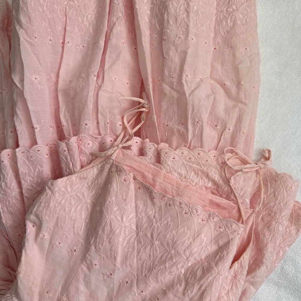 beautiful coquette hand sewn light pink baby shower or summer beach dress - Picture 3 of 4